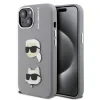 Carcasă spate Karl Lagerfeld cu model K&amp;amp;CH Heads din PU granulat pentru iPhone 15, gri