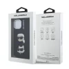Carcasă spate Karl Lagerfeld cu model K&amp;amp;CH Heads din PU granulat pentru iPhone 15, neagră