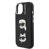 Carcasă spate Karl Lagerfeld cu model K&amp;amp;CH Heads din PU granulat pentru iPhone 15, neagră