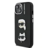 Carcasă spate Karl Lagerfeld cu model K&amp;amp;CH Heads din PU granulat pentru iPhone 15, neagră