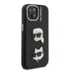 Carcasă spate Karl Lagerfeld cu model K&amp;amp;CH Heads din PU granulat pentru iPhone 15, neagră