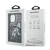Carcasă spate Karl Lagerfeld cu sclipici lichid și împrăștiere Choupette pentru iPhone 16, neagră