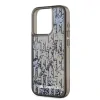 Carcasă spate Karl Lagerfeld cu sclipici lichid și monogramă în gradient pentru iPhone 15 Pro Max, neagră