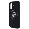 Carcasă spate Karl Lagerfeld din silicon lichid Karl and Choupette MagSafe pentru iPhone 16, neagră