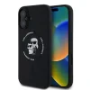Carcasă spate Karl Lagerfeld din silicon lichid Karl and Choupette MagSafe pentru iPhone 16, neagră