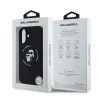 Carcasă spate Karl Lagerfeld din silicon lichid Karl and Choupette MagSafe pentru iPhone 16, neagră
