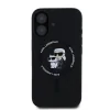 Carcasă spate Karl Lagerfeld din silicon lichid Karl and Choupette MagSafe pentru iPhone 16, neagră