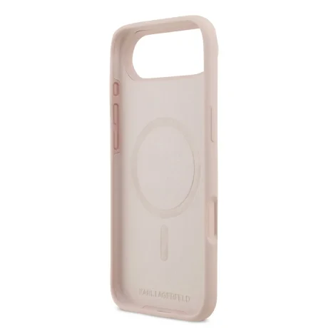 Carcasă spate Karl Lagerfeld din silicon lichid Karl and Choupette MagSafe pentru iPhone Air, roz