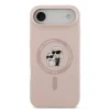 Carcasă spate Karl Lagerfeld din silicon lichid Karl and Choupette MagSafe pentru iPhone Air, roz
