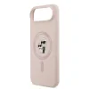 Carcasă spate Karl Lagerfeld din silicon lichid Karl and Choupette MagSafe pentru iPhone Air, roz