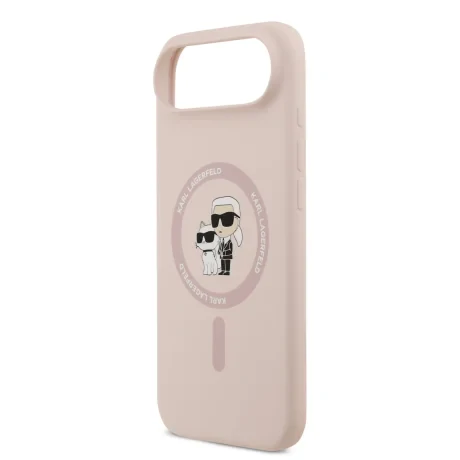 Carcasă spate Karl Lagerfeld din silicon lichid Karl and Choupette MagSafe pentru iPhone Air, roz