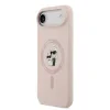 Carcasă spate Karl Lagerfeld din silicon lichid Karl and Choupette MagSafe pentru iPhone Air, roz