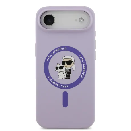 Carcasă spate Karl Lagerfeld din silicon lichid Karl and Choupette MagSafe pentru iPhone Air, violet