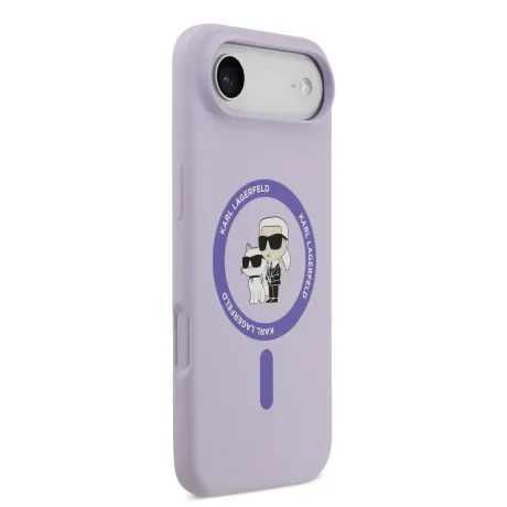 Carcasă spate Karl Lagerfeld din silicon lichid Karl and Choupette MagSafe pentru iPhone Air, violet