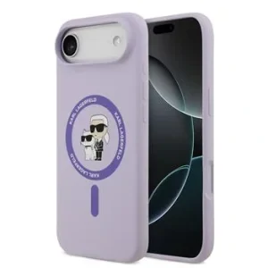Carcasă spate Karl Lagerfeld din silicon lichid Karl and Choupette MagSafe pentru iPhone Air, violet