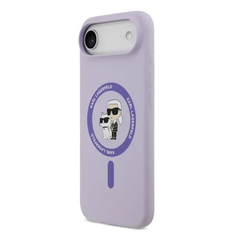 Carcasă spate Karl Lagerfeld din silicon lichid Karl and Choupette MagSafe pentru iPhone Air, violet