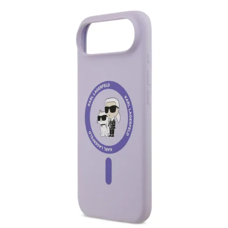 Carcasă spate Karl Lagerfeld din silicon lichid Karl and Choupette MagSafe pentru iPhone Air, violet