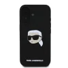 Carcasă spate Karl Lagerfeld din silicon lichid Karl Head MagSafe pentru iPhone 16, neagră
