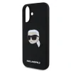 Carcasă spate Karl Lagerfeld din silicon lichid Karl Head MagSafe pentru iPhone 16, neagră