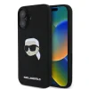 Carcasă spate Karl Lagerfeld din silicon lichid Karl Head MagSafe pentru iPhone 16, neagră