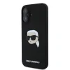 Carcasă spate Karl Lagerfeld din silicon lichid Karl Head MagSafe pentru iPhone 16, neagră