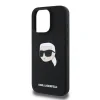 Carcasă spate Karl Lagerfeld din silicon lichid Karl Head MagSafe pentru iPhone 16 Pro, neagră