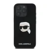 Carcasă spate Karl Lagerfeld din silicon lichid Karl Head MagSafe pentru iPhone 16 Pro, neagră