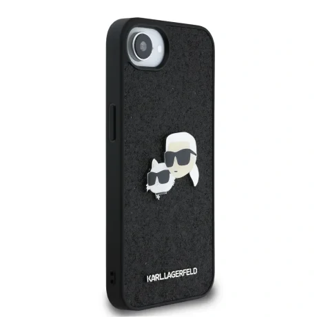 Carcasă spate Karl Lagerfeld Fixed Glitter Metal K&amp;amp;CH pentru iPhone 16e/17e, neagră