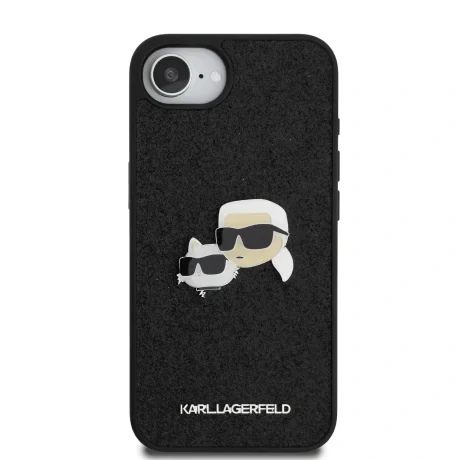 Carcasă spate Karl Lagerfeld Fixed Glitter Metal K&amp;amp;CH pentru iPhone 16e/17e, neagră
