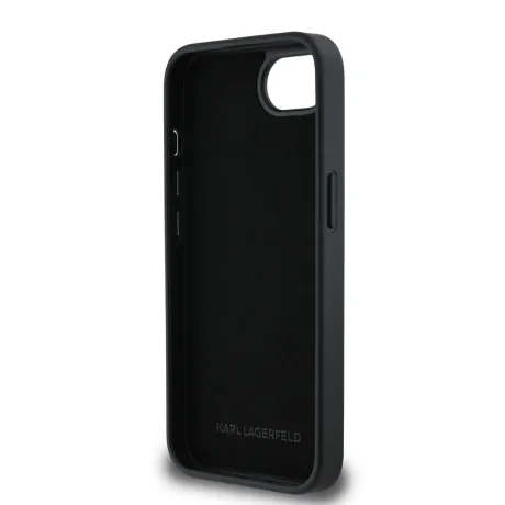 Carcasă spate Karl Lagerfeld Fixed Glitter Metal K&amp;amp;CH pentru iPhone 16e/17e, neagră
