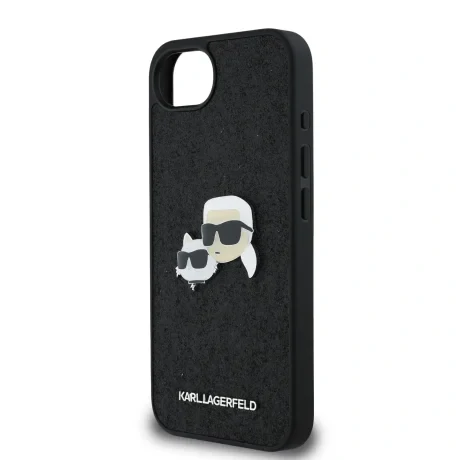 Carcasă spate Karl Lagerfeld Fixed Glitter Metal K&amp;amp;CH pentru iPhone 16e/17e, neagră