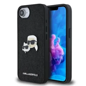Carcasă spate Karl Lagerfeld Fixed Glitter Metal K&amp;amp;CH pentru iPhone 16e/17e, neagră