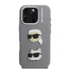 Carcasă spate Karl Lagerfeld Grained PU K&amp;amp;CH Heads pentru iPhone 16 Pro, gri
