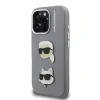 Carcasă spate Karl Lagerfeld Grained PU K&amp;amp;CH Heads pentru iPhone 16 Pro Max, gri
