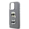 Carcasă spate Karl Lagerfeld Grained PU K&amp;amp;CH Heads pentru iPhone 16 Pro Max, gri