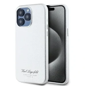 Carcasă spate Karl Lagerfeld Hotel RSG din PU granulat pentru iPhone 15 Pro Max, gri