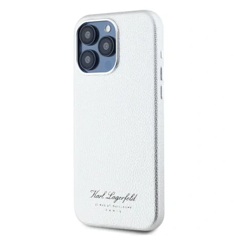 Carcasă spate Karl Lagerfeld Hotel RSG din PU granulat pentru iPhone 15 Pro Max, gri