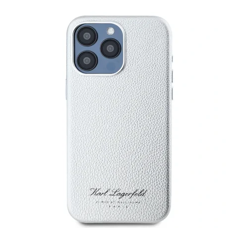 Carcasă spate Karl Lagerfeld Hotel RSG din PU granulat pentru iPhone 15 Pro Max, gri