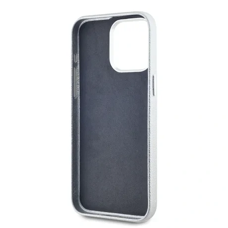 Carcasă spate Karl Lagerfeld Hotel RSG din PU granulat pentru iPhone 15 Pro Max, gri