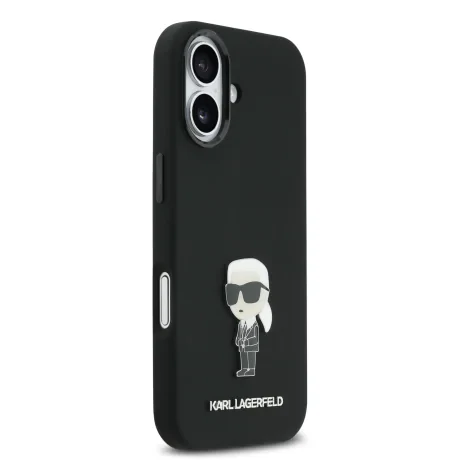 Carcasă spate Karl Lagerfeld Iconic din silicon lichid metalic pentru iPhone 17, neagră