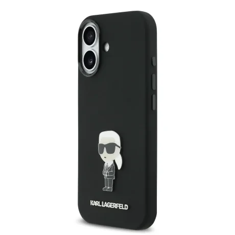 Carcasă spate Karl Lagerfeld Iconic din silicon lichid metalic pentru iPhone 17, neagră