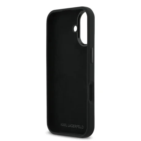 Carcasă spate Karl Lagerfeld Iconic din silicon lichid metalic pentru iPhone 17, neagră
