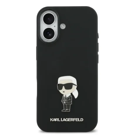 Carcasă spate Karl Lagerfeld Iconic din silicon lichid metalic pentru iPhone 17, neagră