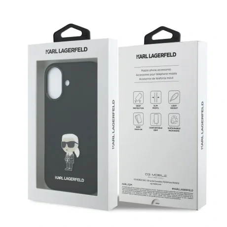 Carcasă spate Karl Lagerfeld Iconic din silicon lichid metalic pentru iPhone 17, neagră