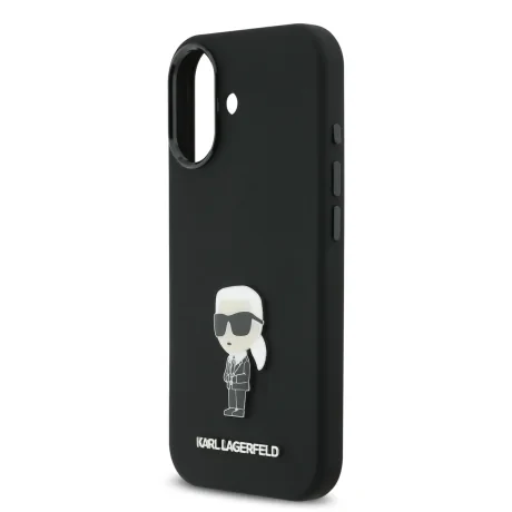 Carcasă spate Karl Lagerfeld Iconic din silicon lichid metalic pentru iPhone 17, neagră