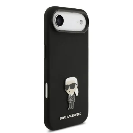 Carcasă spate Karl Lagerfeld Ikonic din silicon lichid metalic pentru iPhone Air, neagră