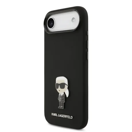 Carcasă spate Karl Lagerfeld Ikonic din silicon lichid metalic pentru iPhone Air, neagră
