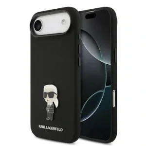 Carcasă spate Karl Lagerfeld Ikonic din silicon lichid metalic pentru iPhone Air, neagră