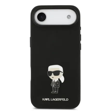 Carcasă spate Karl Lagerfeld Ikonic din silicon lichid metalic pentru iPhone Air, neagră