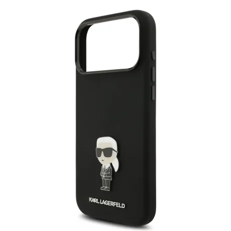 Carcasă spate Karl Lagerfeld Ikonik din silicon lichid metalic pentru iPhone 17 Pro Max, neagră